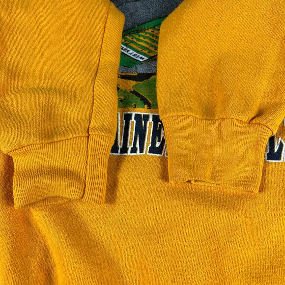 VTG 80s West Virginia Mountaineers Field Sweatshirt Medium Yellow Faded Crewneck - Picture 4 of 13